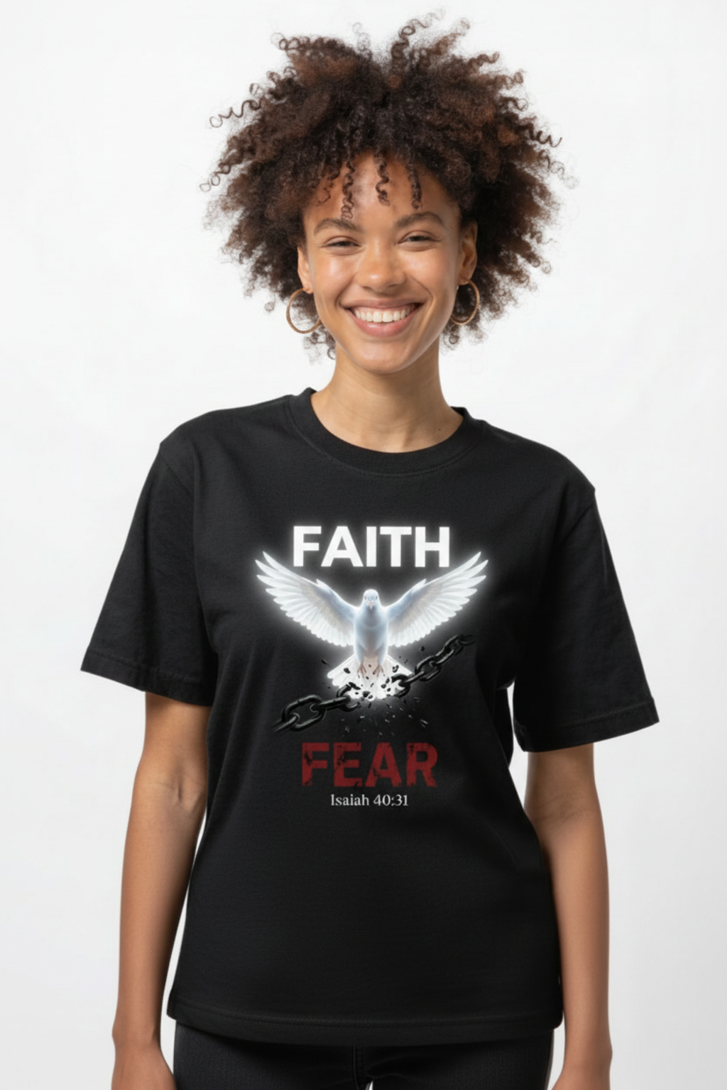 Faith Over Fear - Dove Breaking Chains | Isaiah 40:31 Christian T-Shirt