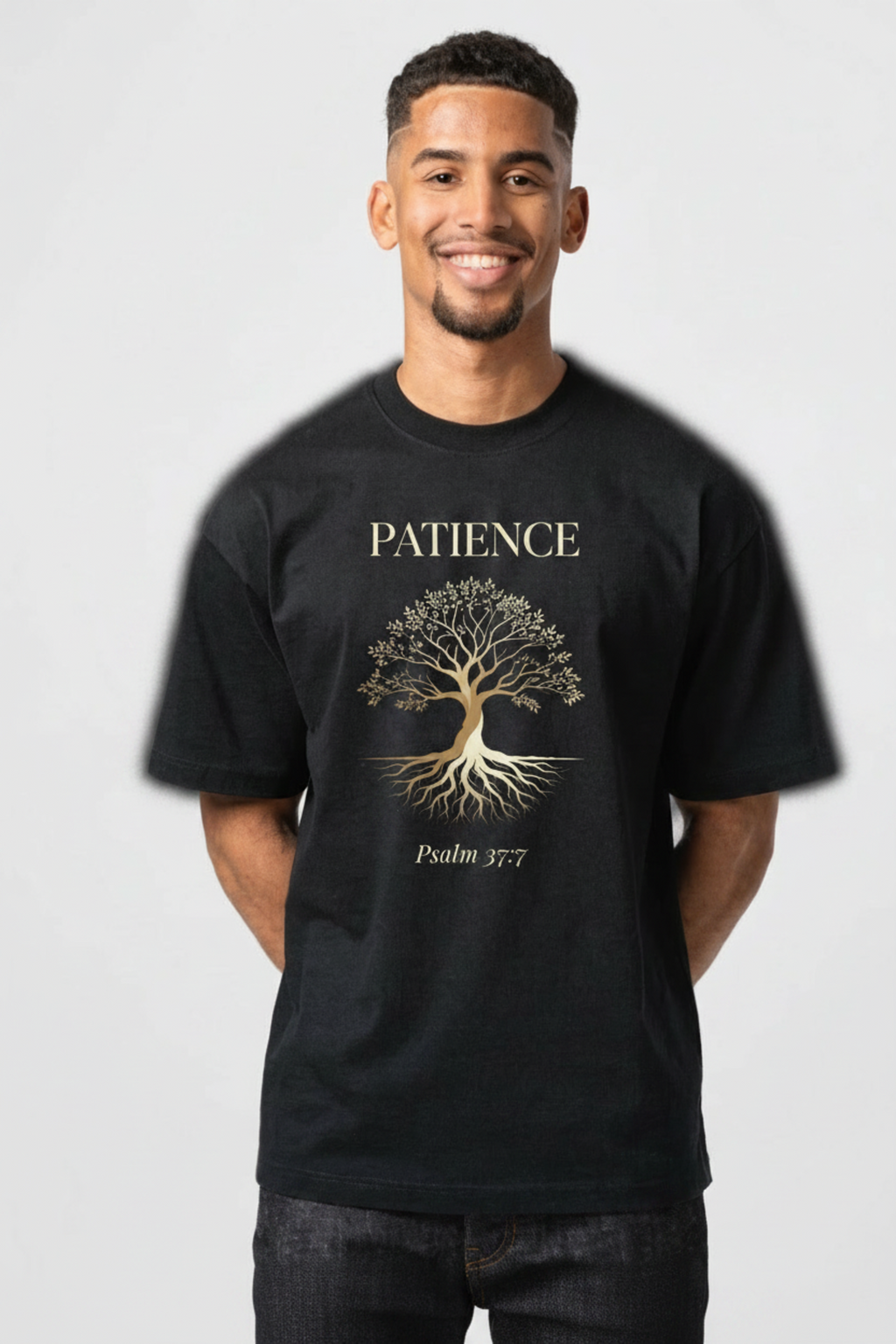Patience Fruit of the Spirit Deep Roots T-Shirt - Psalm 37:7