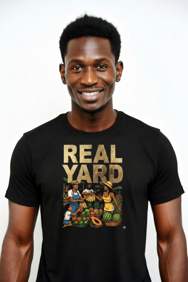 Real Yard Market Day Jamaican Patois T-Shirt - Roots & Culture