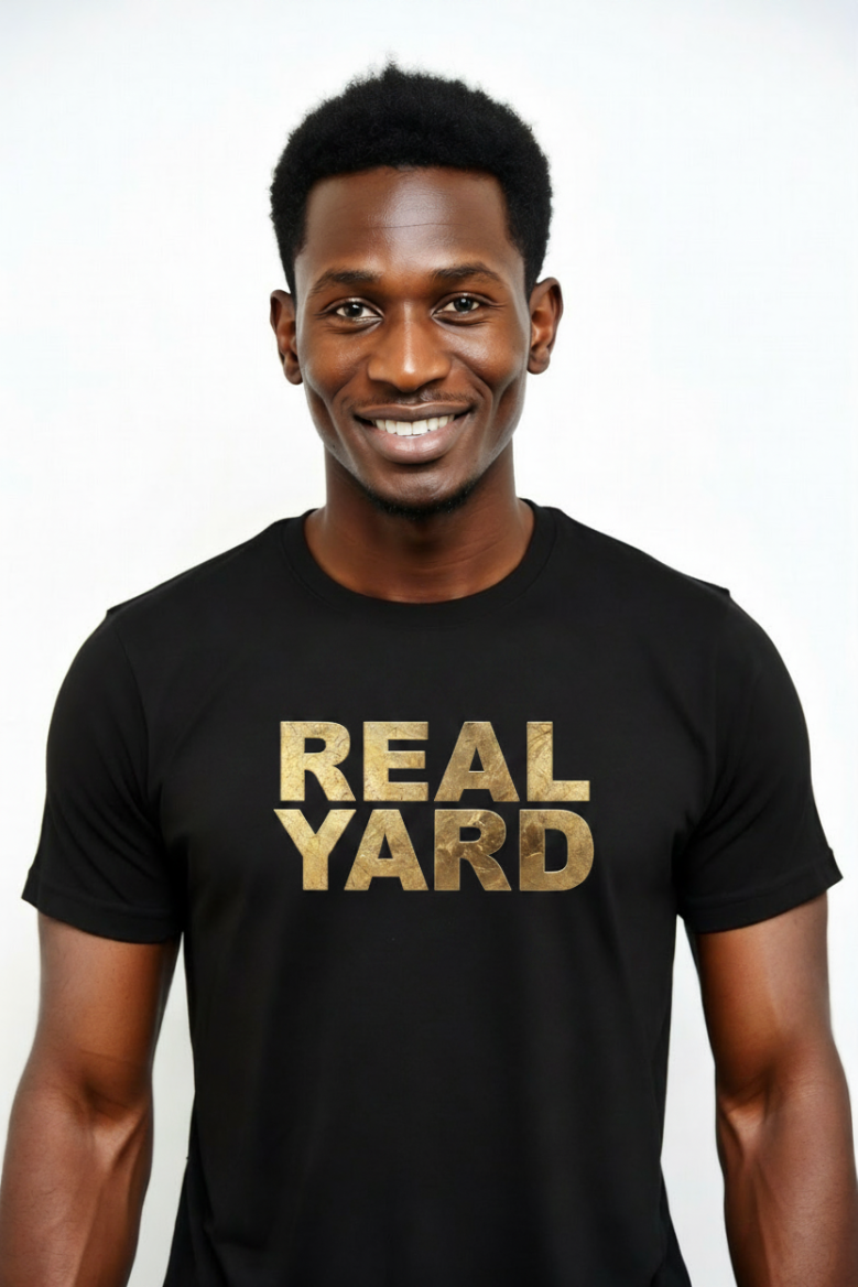 Real Yard Signature Jamaican Patois T-Shirt - Gold Foil Roots & Culture