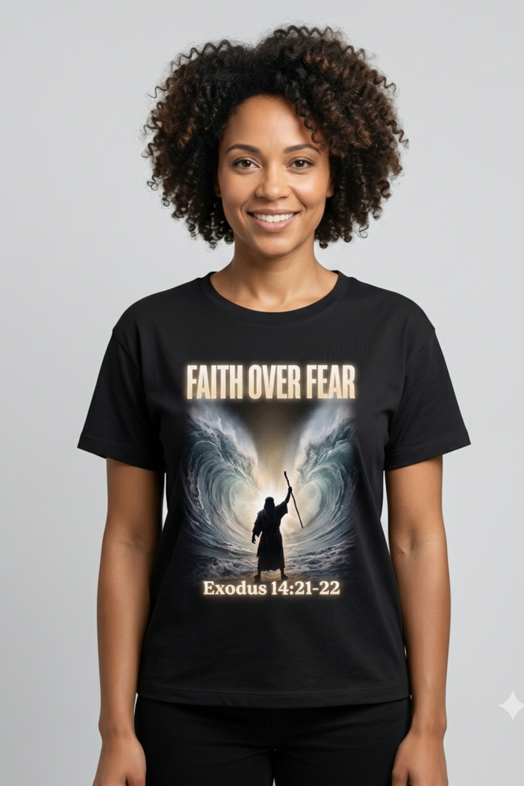 Faith Over Fear - Moses Parting the Sea | Exodus 14:21-22 Christian T-Shirt