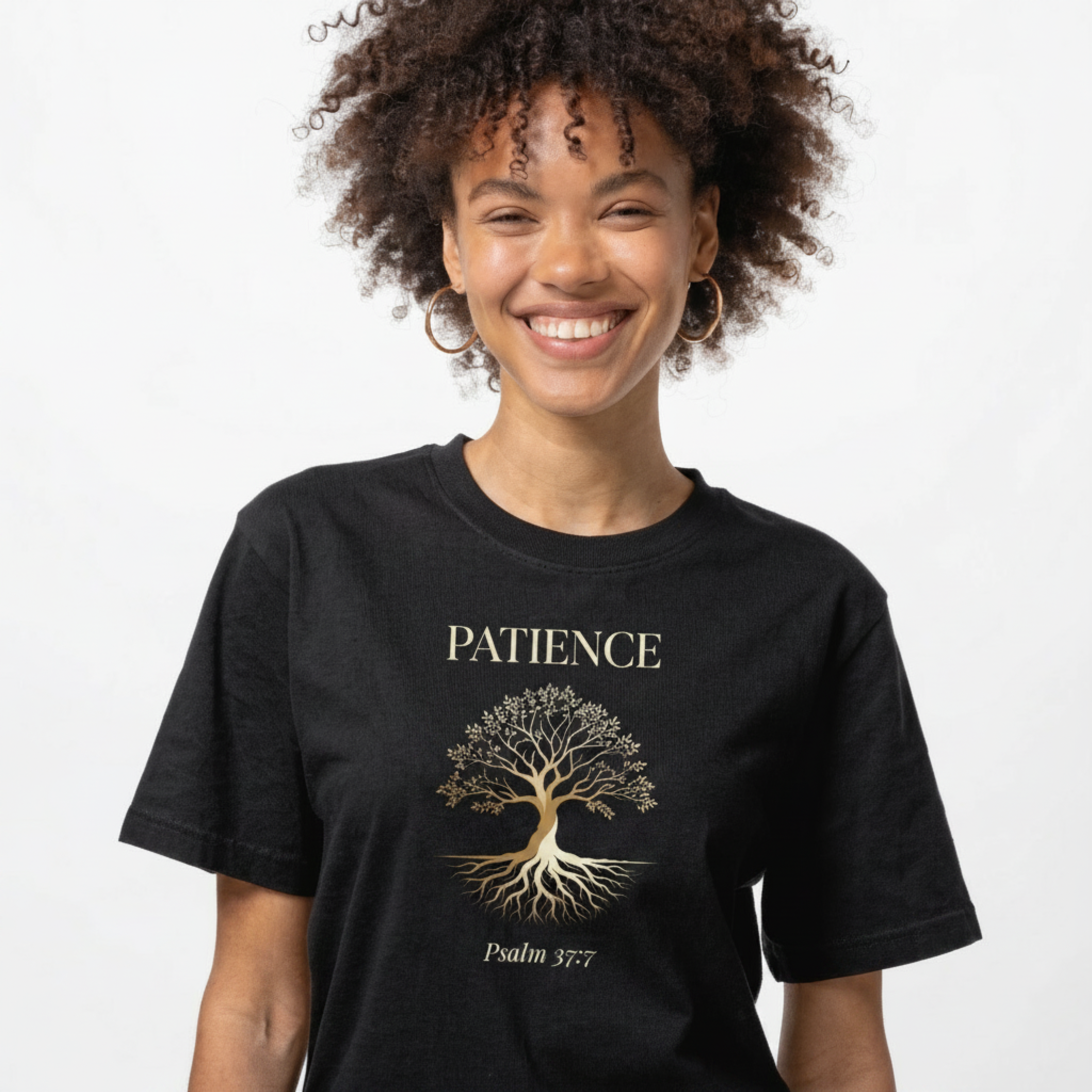Patience Fruit of the Spirit Deep Roots T-Shirt - Psalm 37:7
