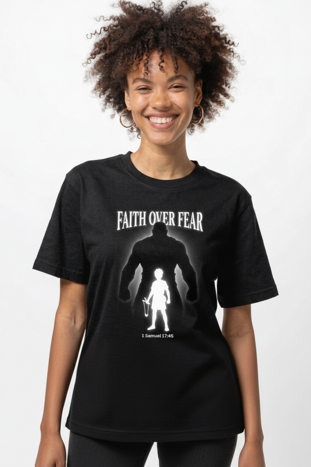 Faith Over Fear - David and Goliath | 1 Samuel 17:45 Christian T-Shirt