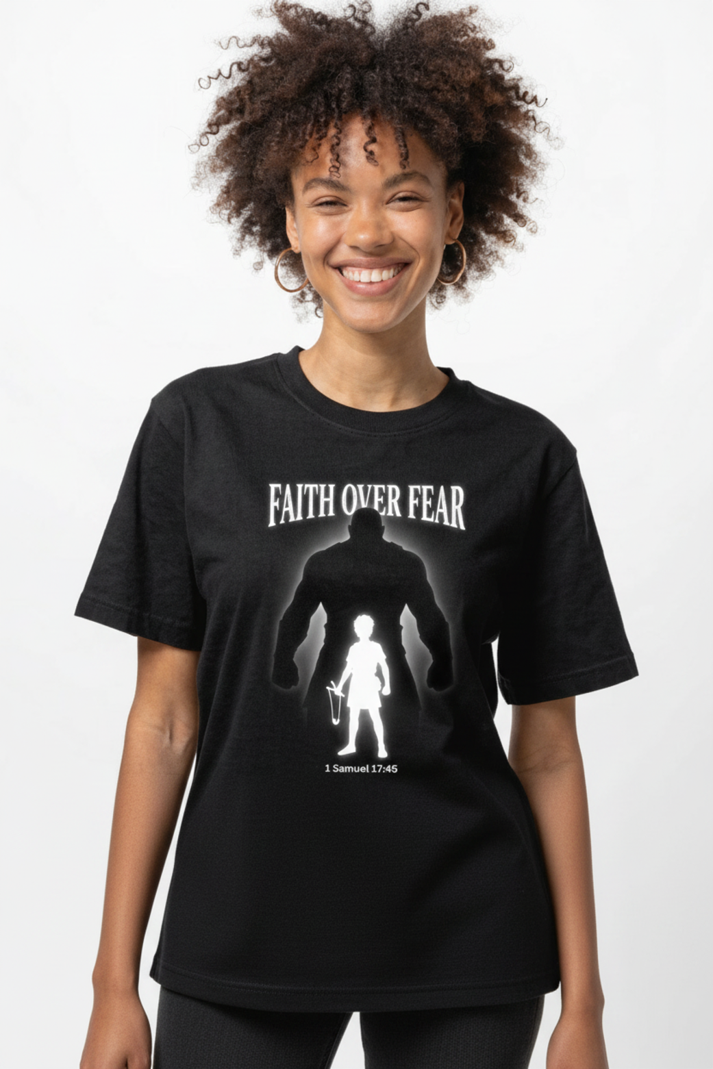 Faith Over Fear - David and Goliath | 1 Samuel 17:45 Christian T-Shirt