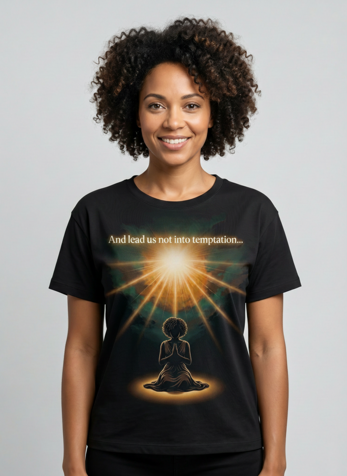 And Lead Us Not Into Temptation… - Lord's Prayer Series Jamaican Christian T-Shirt (Women's)